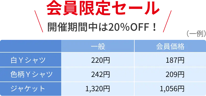 会員限定セール開催期間中は20％OFF！
